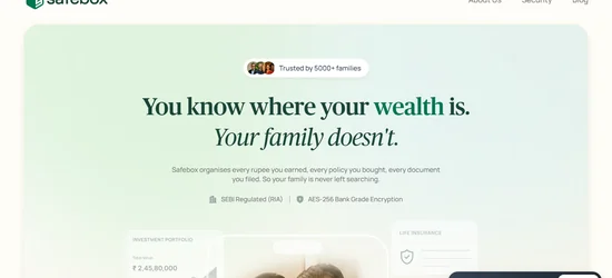 Safebox website screenshot